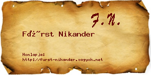 Fürst Nikander névjegykártya